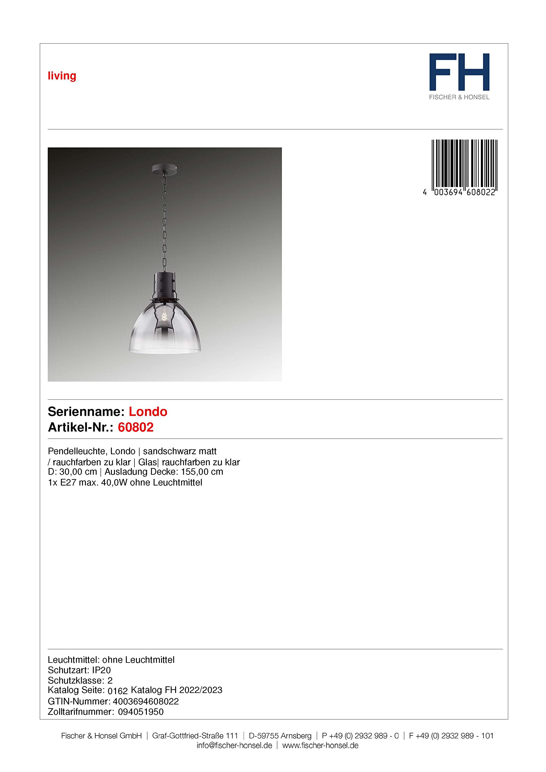 fischer-honsel-londo-pendelleuchte-sandschwarz-matt-rauchglas-d-30-cm-e27 image 4