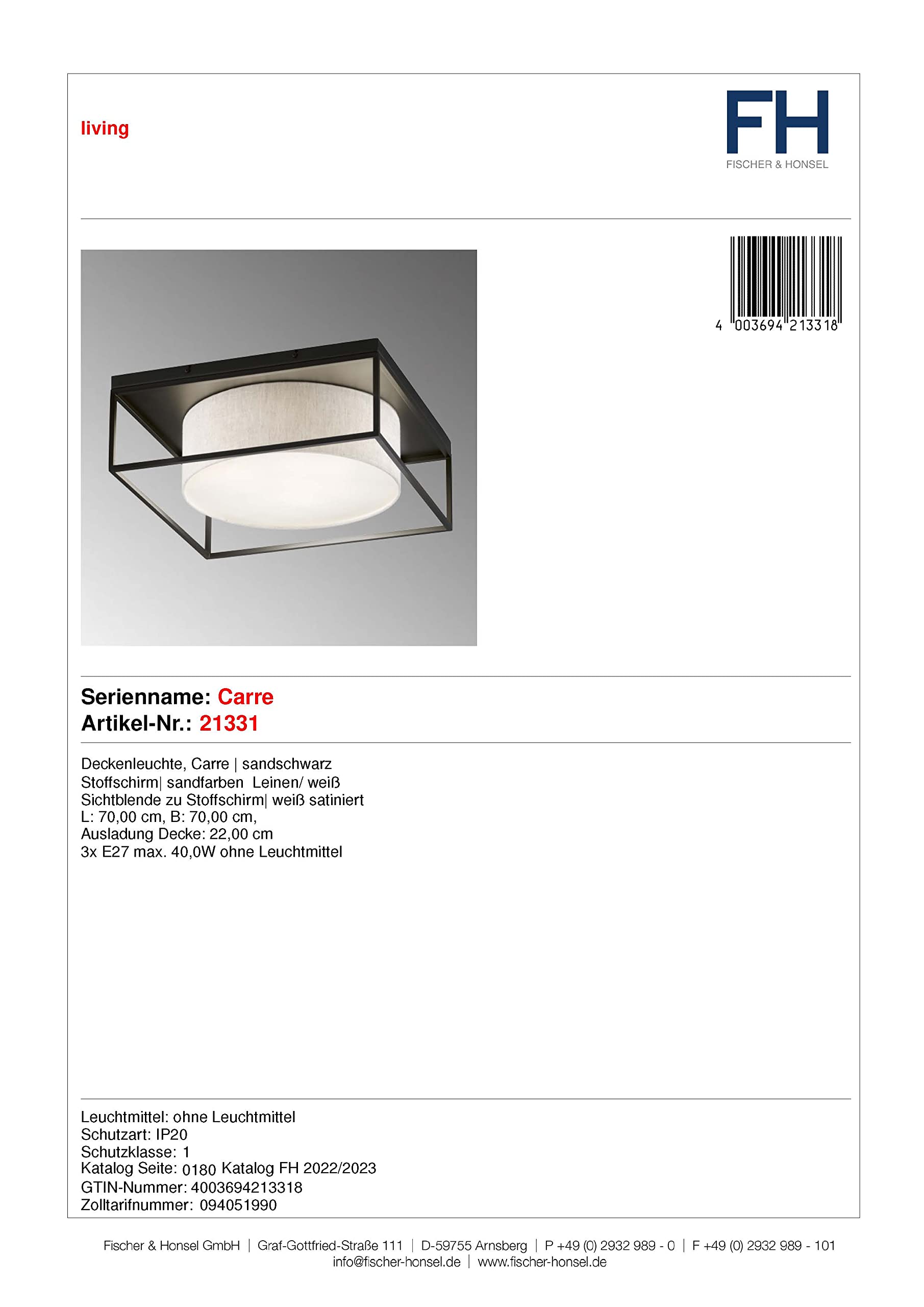 fischer-honsel-carre-deckenleuchte-70x70-cm-sandschwarz-leinen image 5
