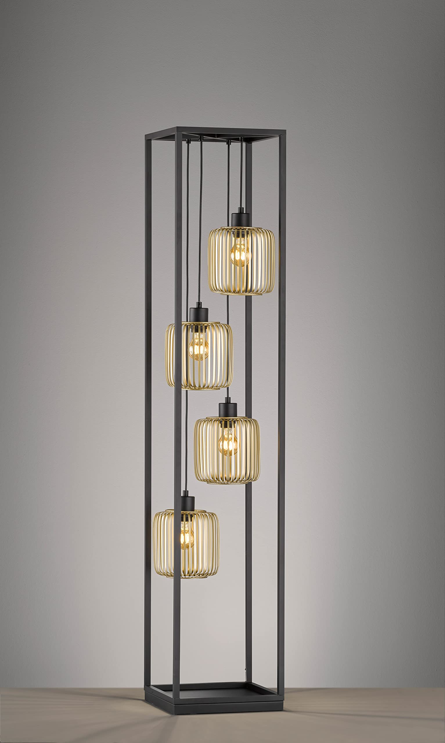 fischer-honsel-stehleuchte-4x-e27-sandschwarz-gold-ohne-leuchtmittel image 2