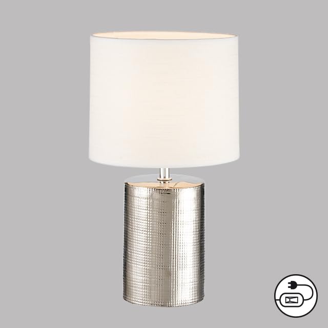 fischer-honsel-prata-tischleuchte-e14-silber-antik-mit-schirm-wei-35-cm image 8