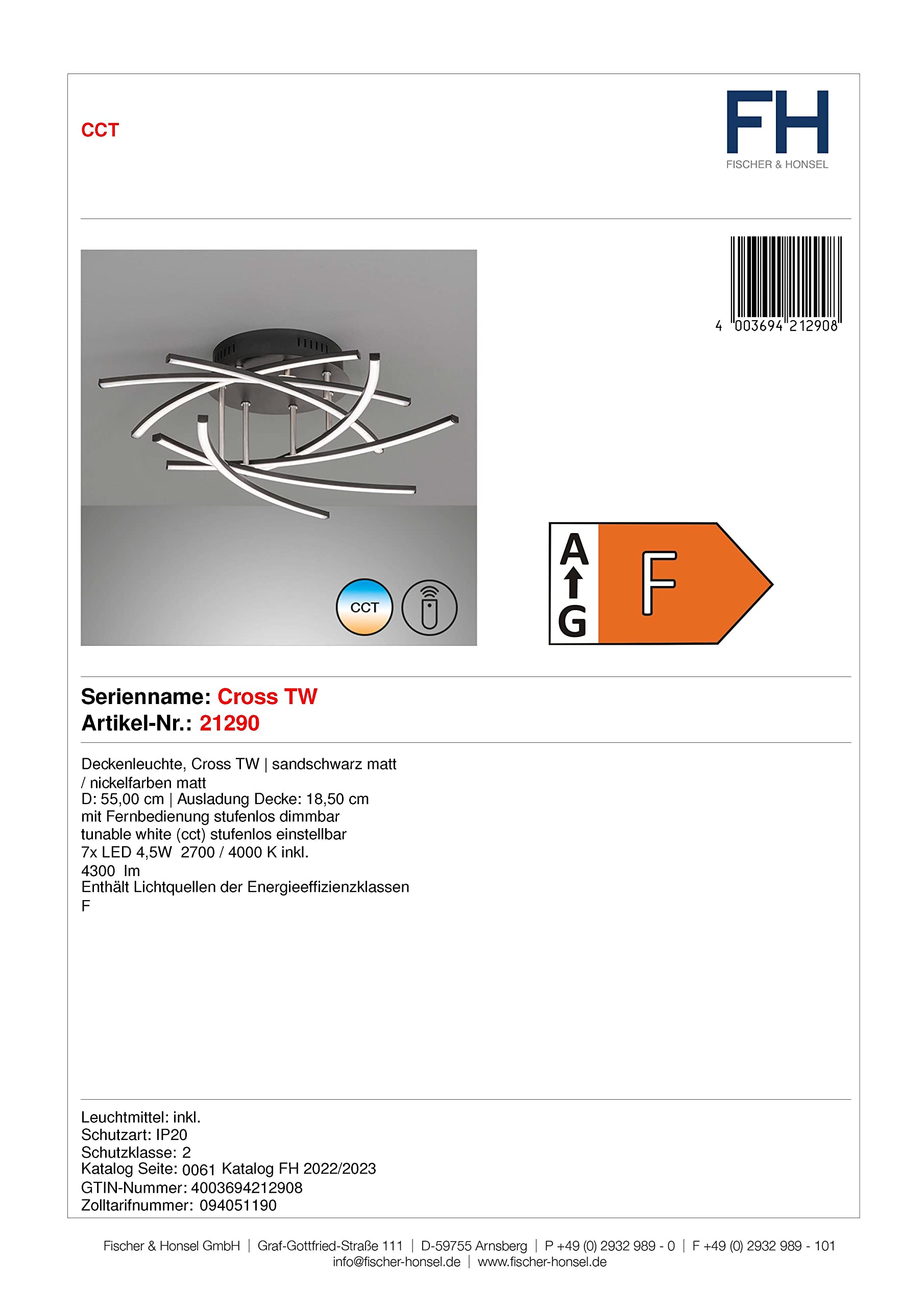 fischer-honsel-cross-tw-deckenleuchte-55-cm-sandschwarz-cct-fernbedienung image 5
