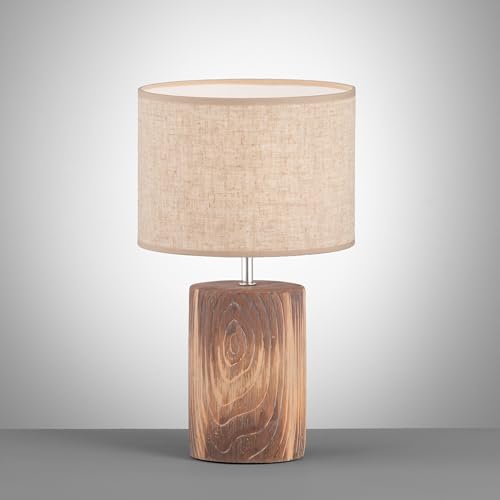 fischer-honsel-malik-tischleuchte-holz-struktur-sand-leinen-h-43-cm image 4