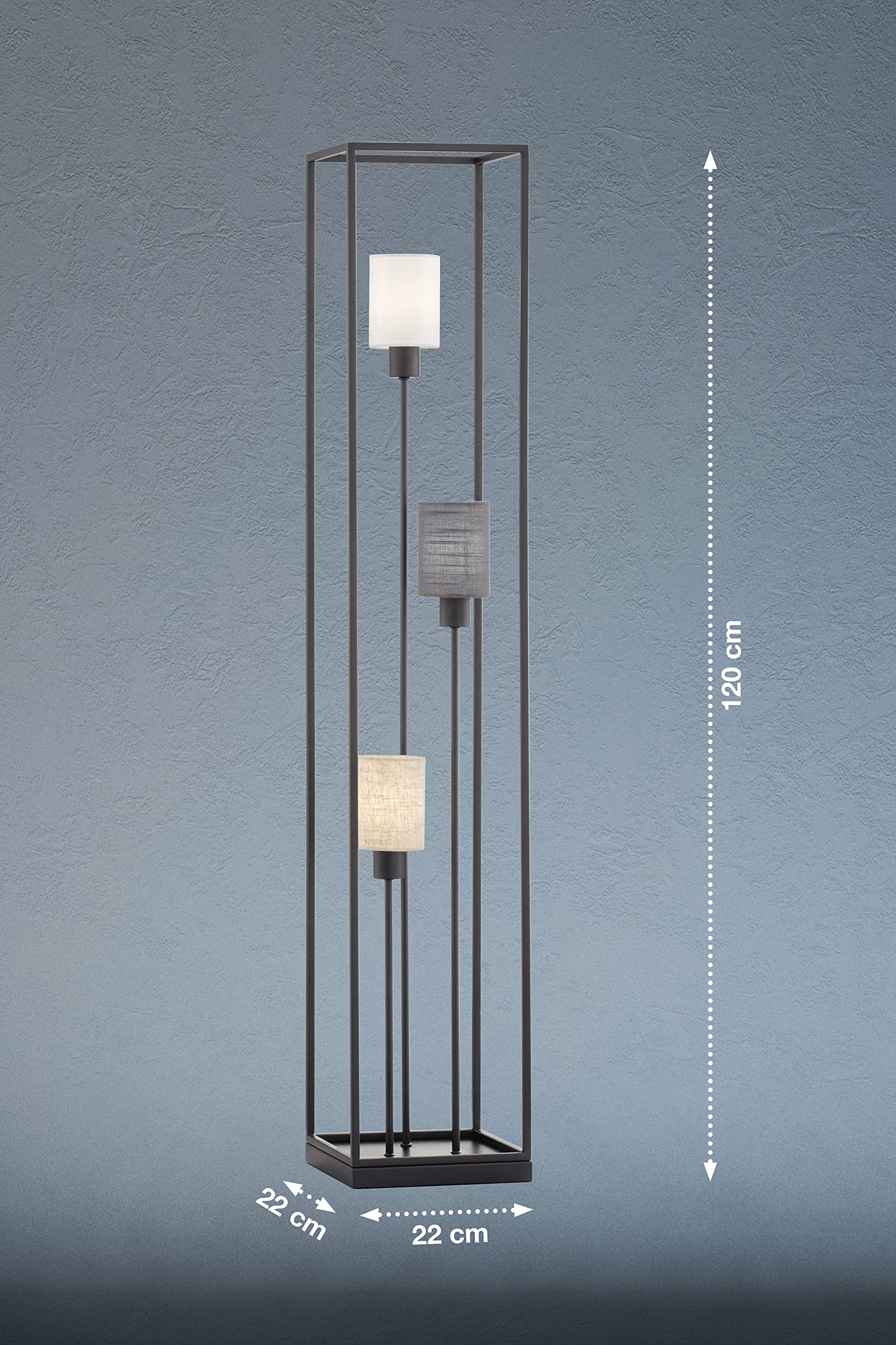 fischer-honsel-isko-stehleuchte-sandschwarz-122-5-cm-3x-e14-stoffschirme image 2