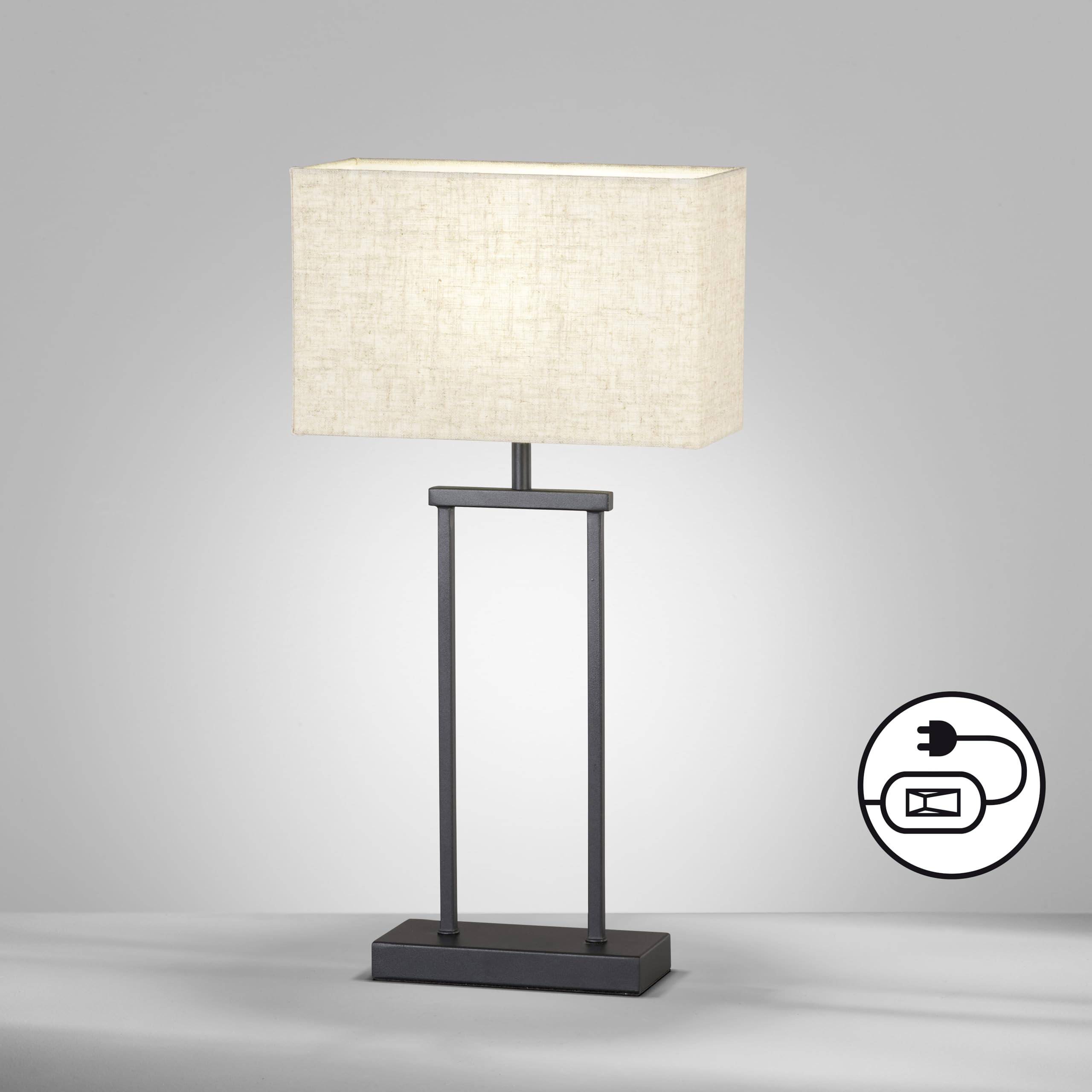 fischer-honsel-ann-tischleuchte-e27-sandschwarz-mit-schirm-sand-leinen-52-cm image 3