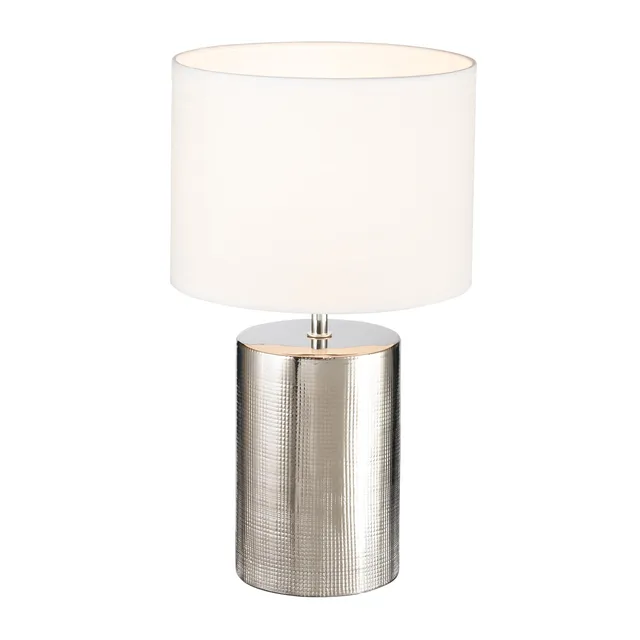 fischer-honsel-prata-tischleuchte-silberfarben-antik-wei-leinen-h-43-cm image 1
