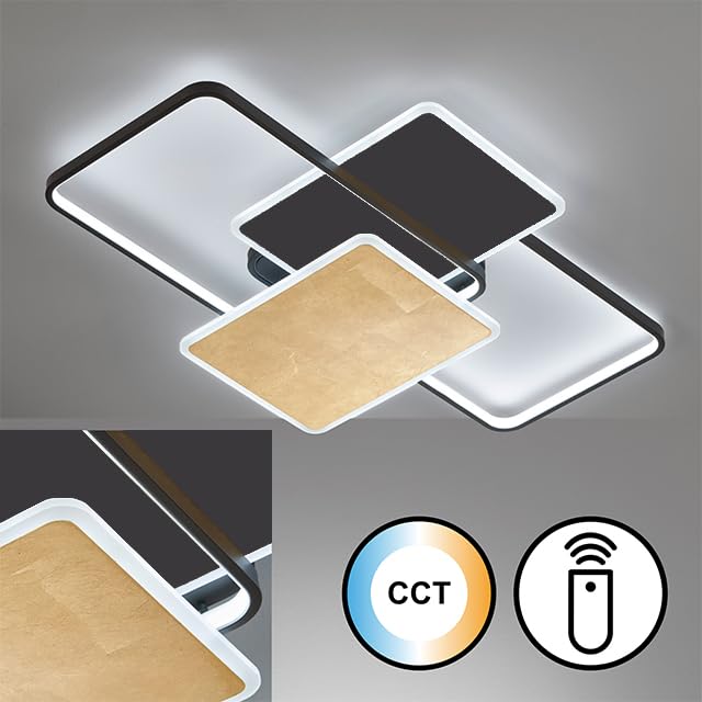 fischer-honsel-quadro-deckenleuchte-90x60-sandschwarz-gold-dimmbar image 6