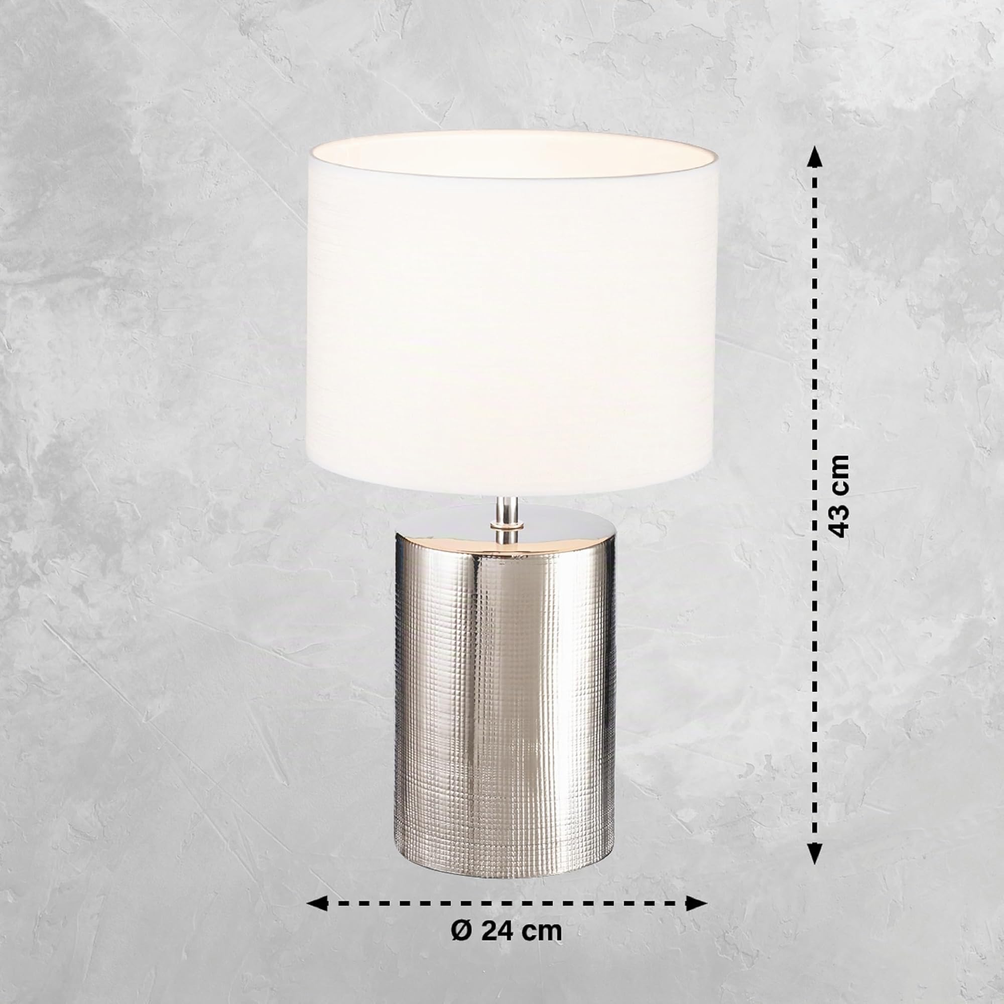 fischer-honsel-prata-tischleuchte-silberfarben-antik-wei-leinen-h-43-cm image 3
