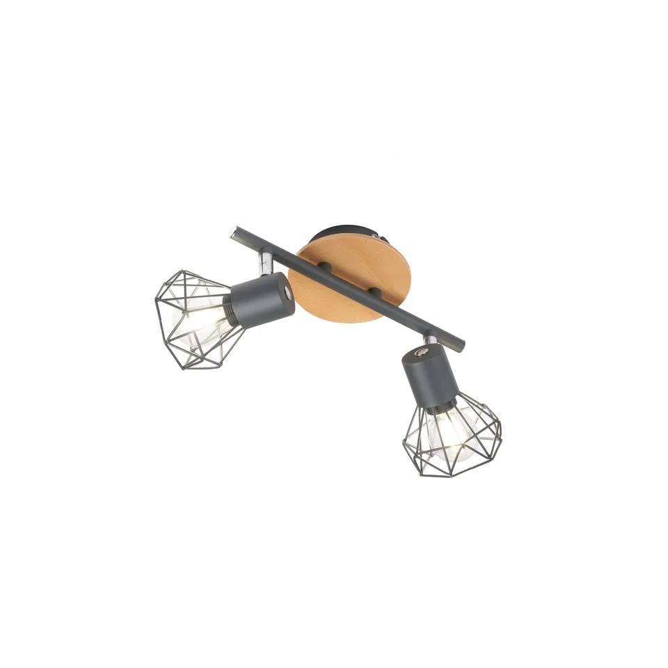 fischer-honsel-ran-spotschiene-2-flammig-grau-chrom-eiche-25-cm image 1