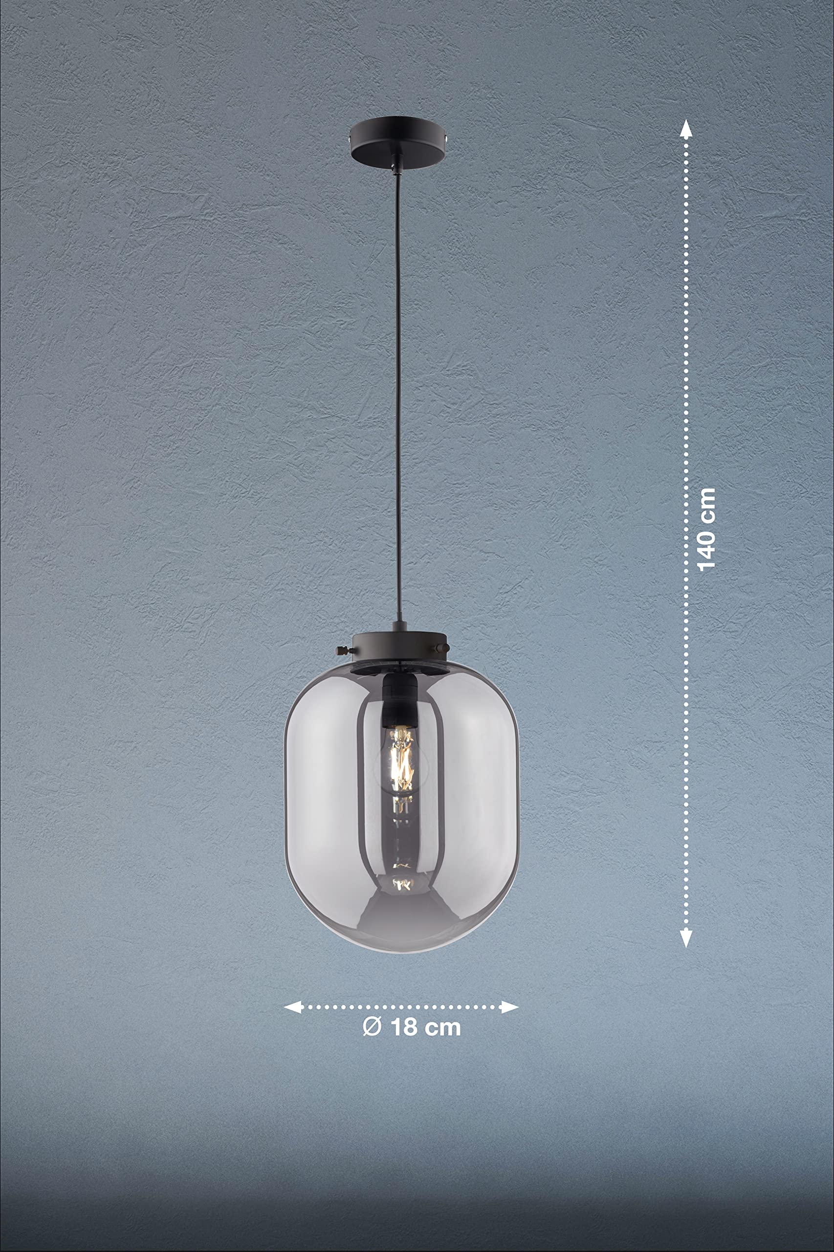 fischer-honsel-regi-pendelleuchte-schwarz-matt-rauchglas-e27 image 2