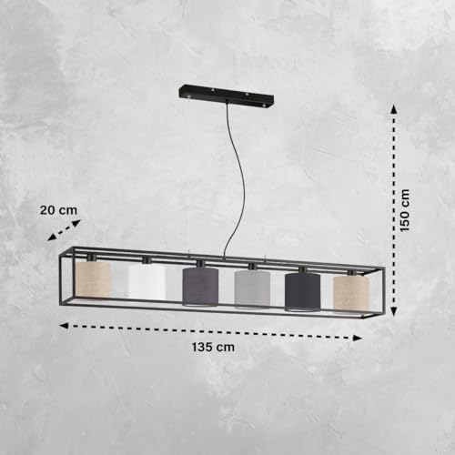 fischer-honsel-isko-pendelleuchte-sandschwarz-135-cm-6x-e14-leinen image 5