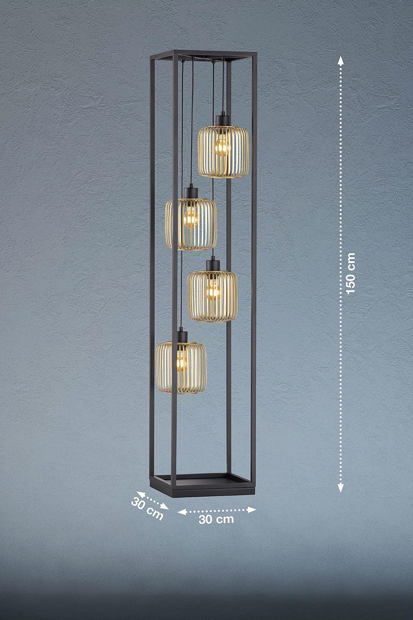 fischer-honsel-stehleuchte-4x-e27-sandschwarz-gold-ohne-leuchtmittel image 3