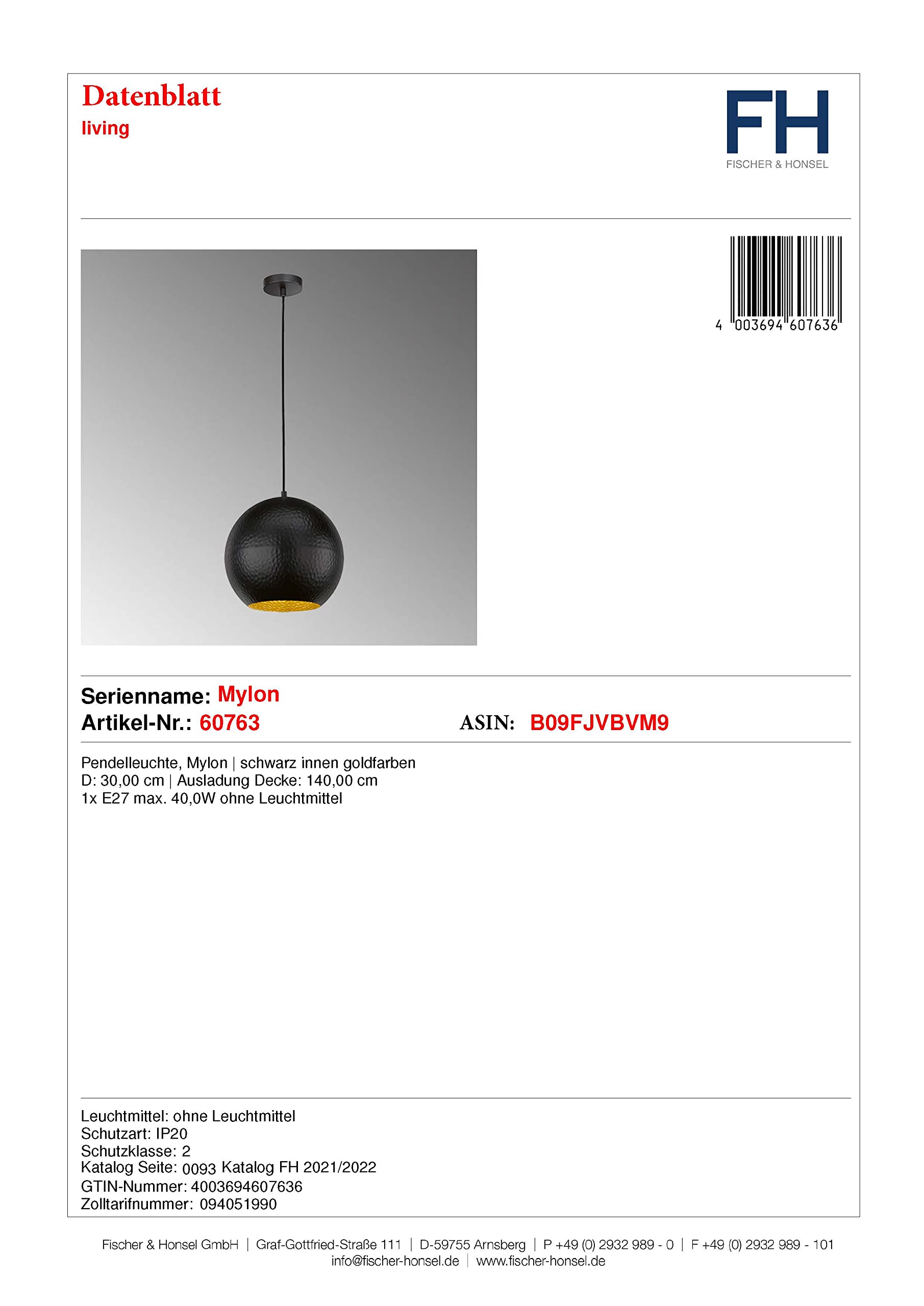 fischer-honsel-mylon-pendelleuchte-30-cm-schwarz-gold-e27 image 4