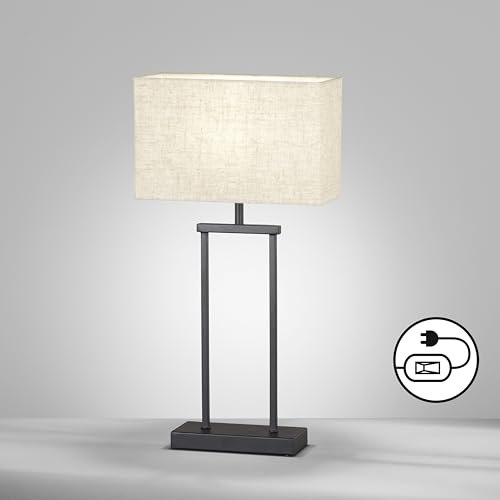 fischer-honsel-ann-tischleuchte-e27-sandschwarz-mit-schirm-sand-leinen-52-cm image 6