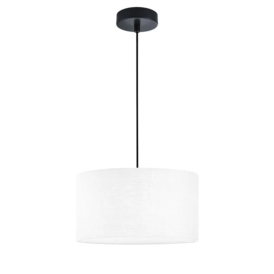 fischer-honsel-teramo-pendelleuchte-sandschwarz-wei-leinen-d-38-cm-3x-e27 image 1