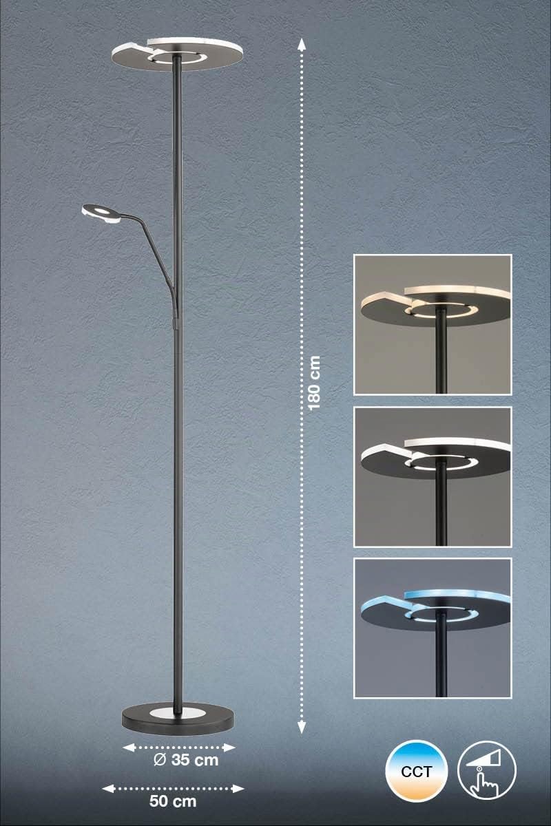fischer-honsel-dent-stehleuchte-schwarz-deckenfluter-mit-lesearm-dimmbar image 3