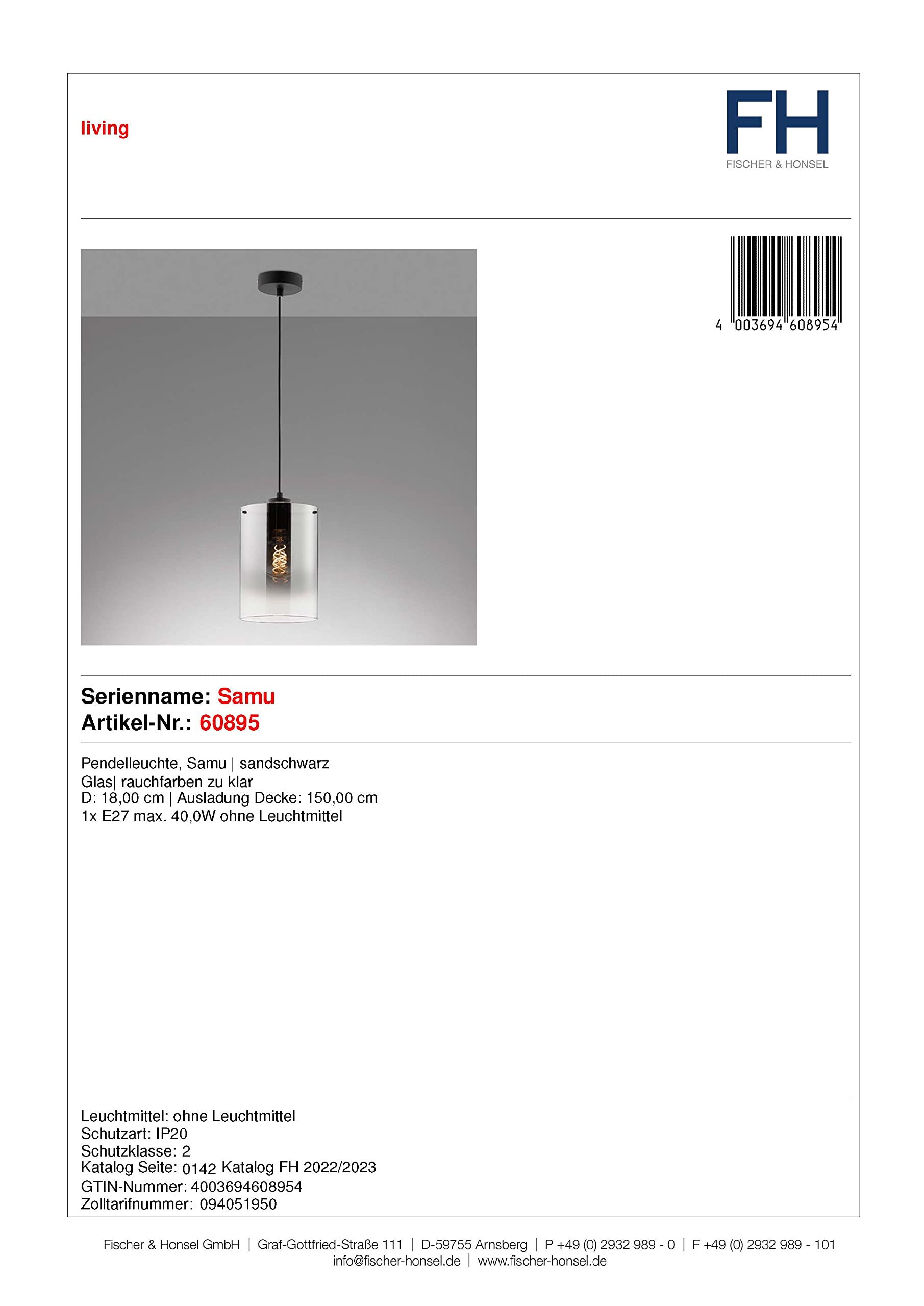 fischer-honsel-samu-pendelleuchte-sandschwarz-rauchglas-18-cm-e27 image 5