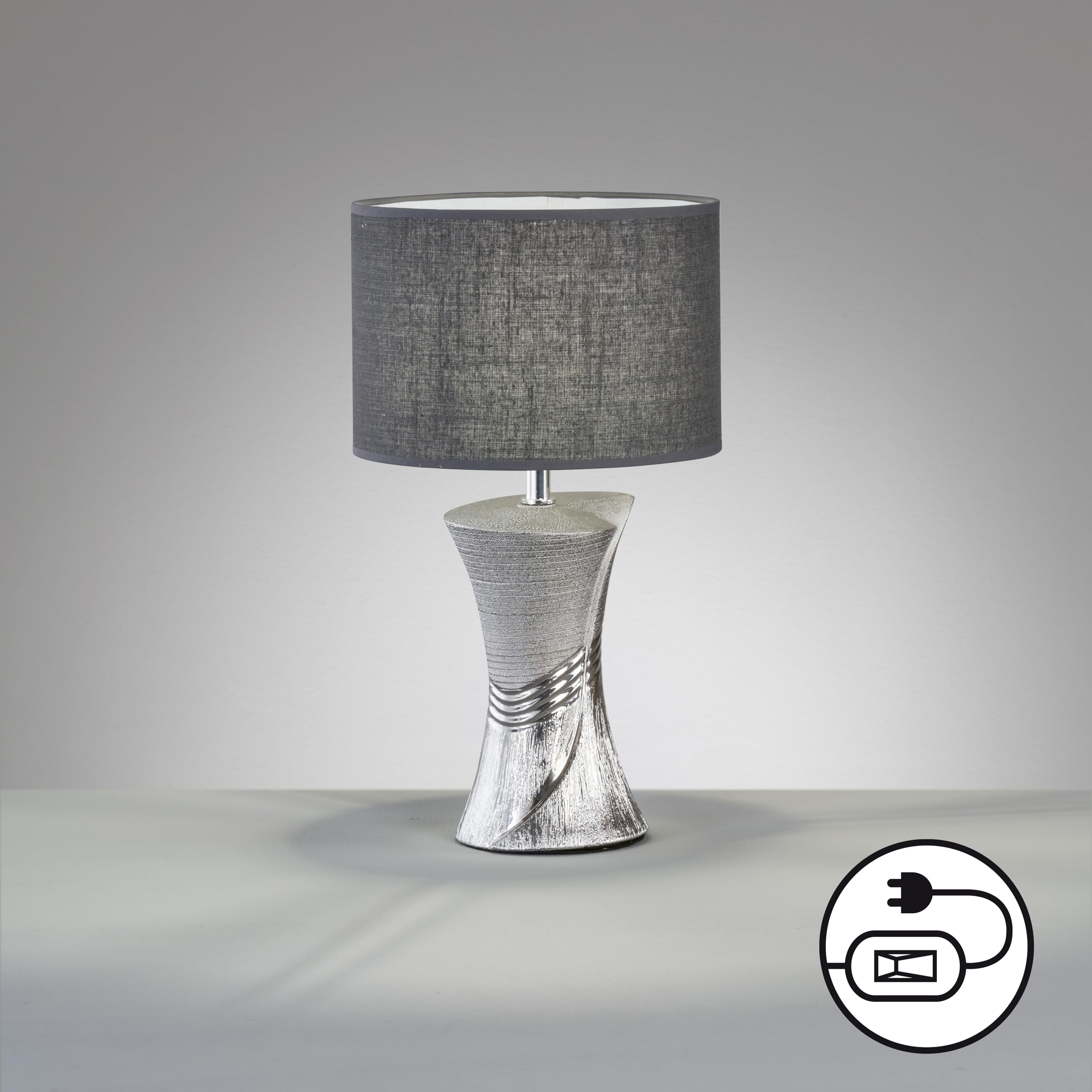 fischer-honsel-louis-tischleuchte-silberfarben-grau-linen-grau-h-44-cm image 3