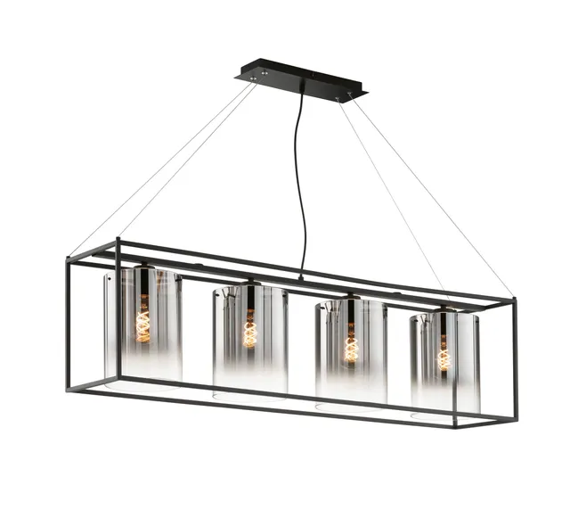 fischer-honsel-pendelleuchte-samu-4-flammig-sandschwarz-rauchglas-115-cm image 1