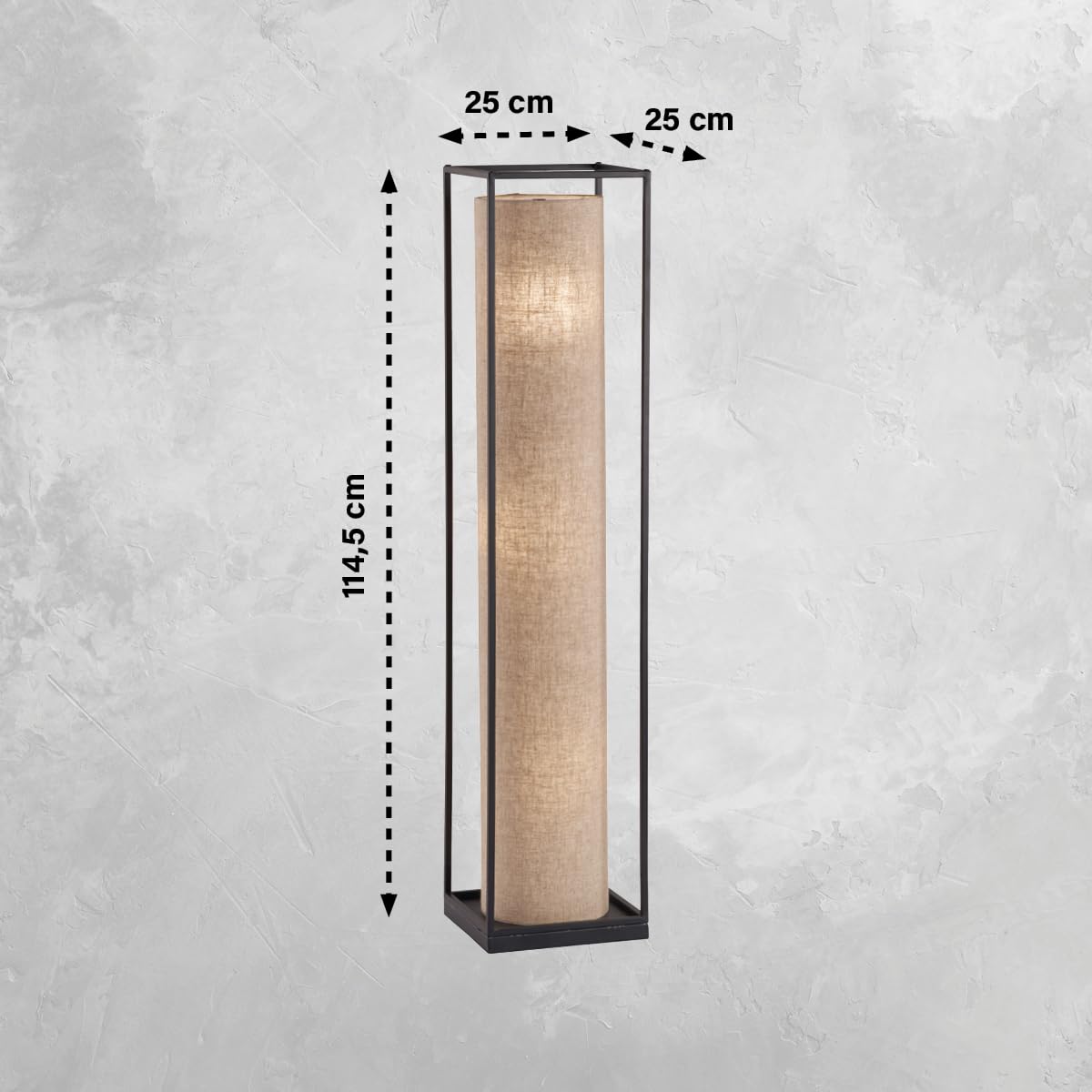 fischer-honsel-thor-stehleuchte-sandschwarz-schirm-sandfarben-leinen-114-5-cm image 2
