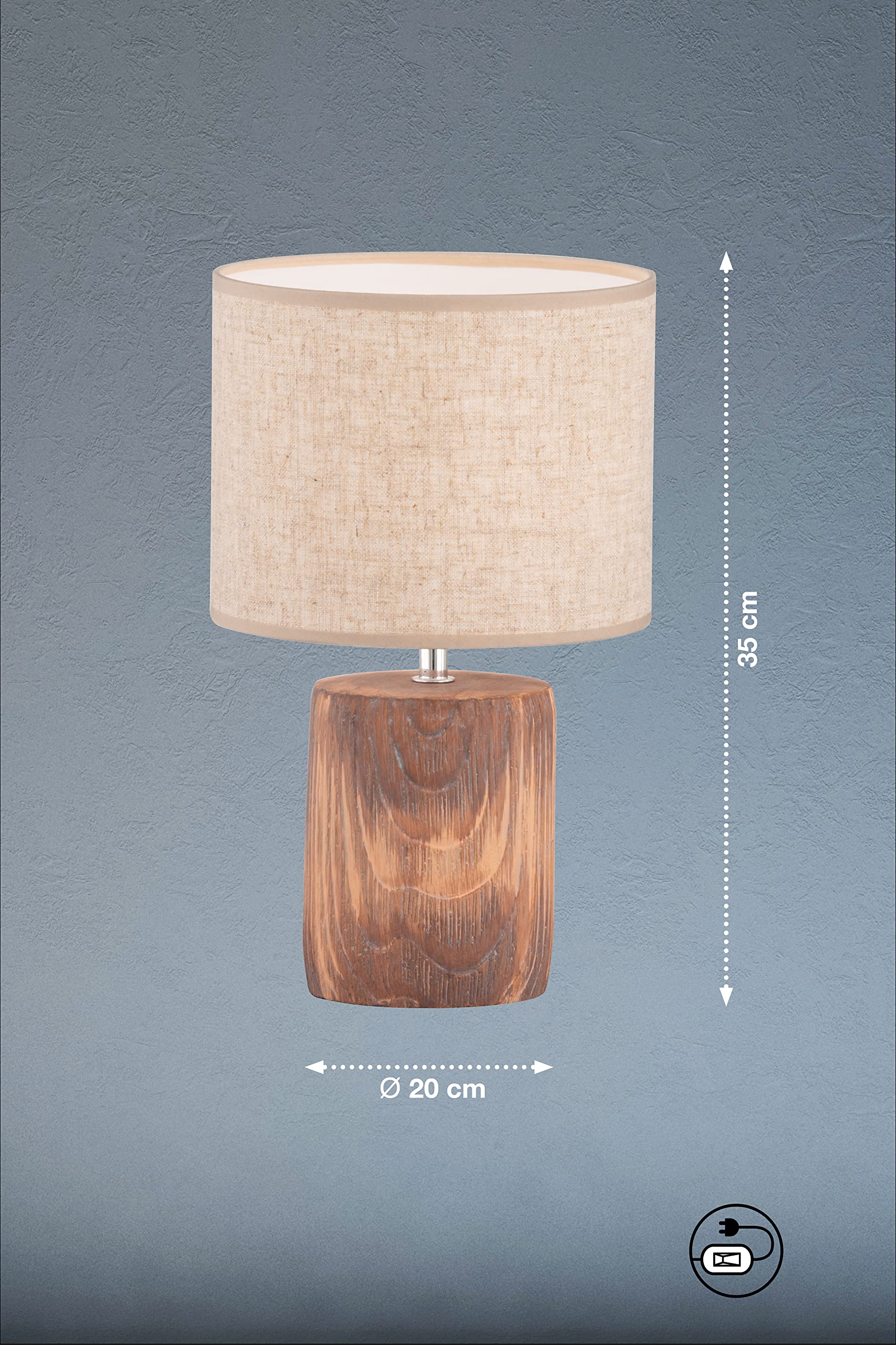 fischer-honsel-malik-tischleuchte-35-cm-beton-holz-look-schirm-sand-e14 image 4