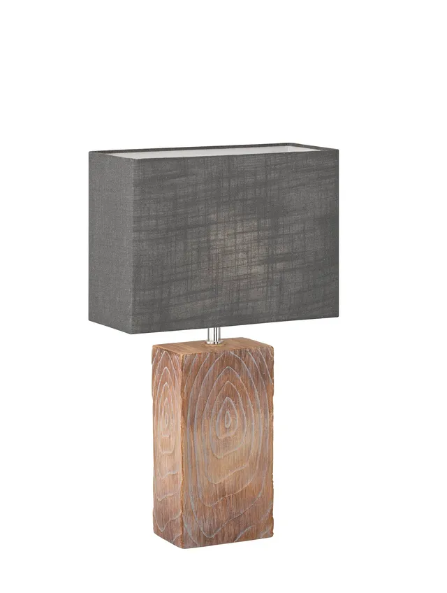 fischer-honsel-bronco-tischleuchte-holz-leinen-schirm-grau-e14 image 1