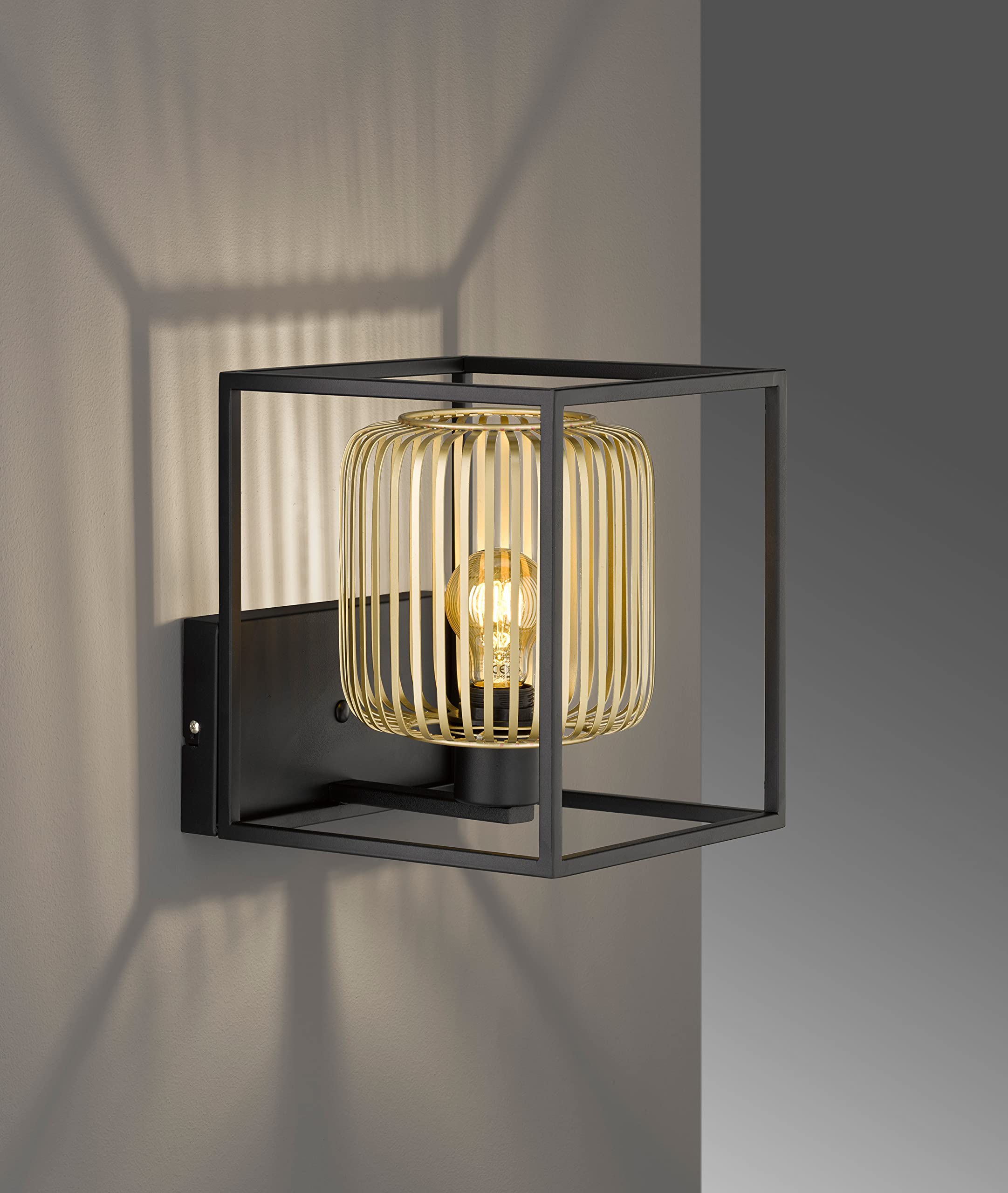 fischer-honsel-wandleuchte-sandschwarz-gold-1x-e27 image 2