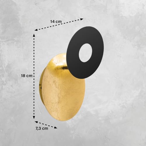 fischer-honsel-hennes-led-wandleuchte-blattgold-sandschwarz-schwenkbarer-spot image 6