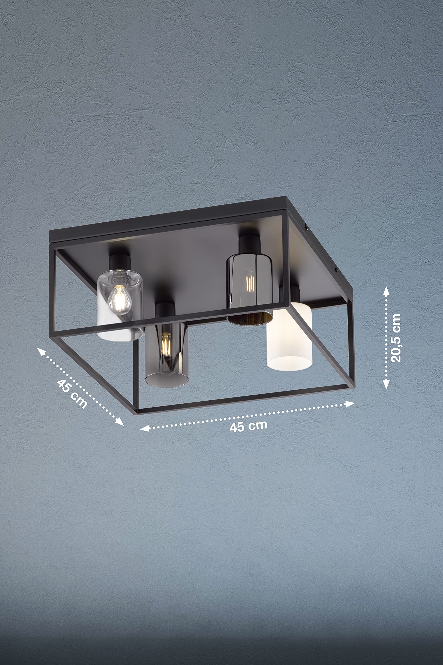 fischer-honsel-iska-deckenleuchte-45-cm-sandschwarz-rauchglas image 2