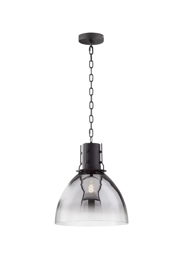 fischer-honsel-londo-pendelleuchte-sandschwarz-matt-rauchglas-d-30-cm-e27 image 1