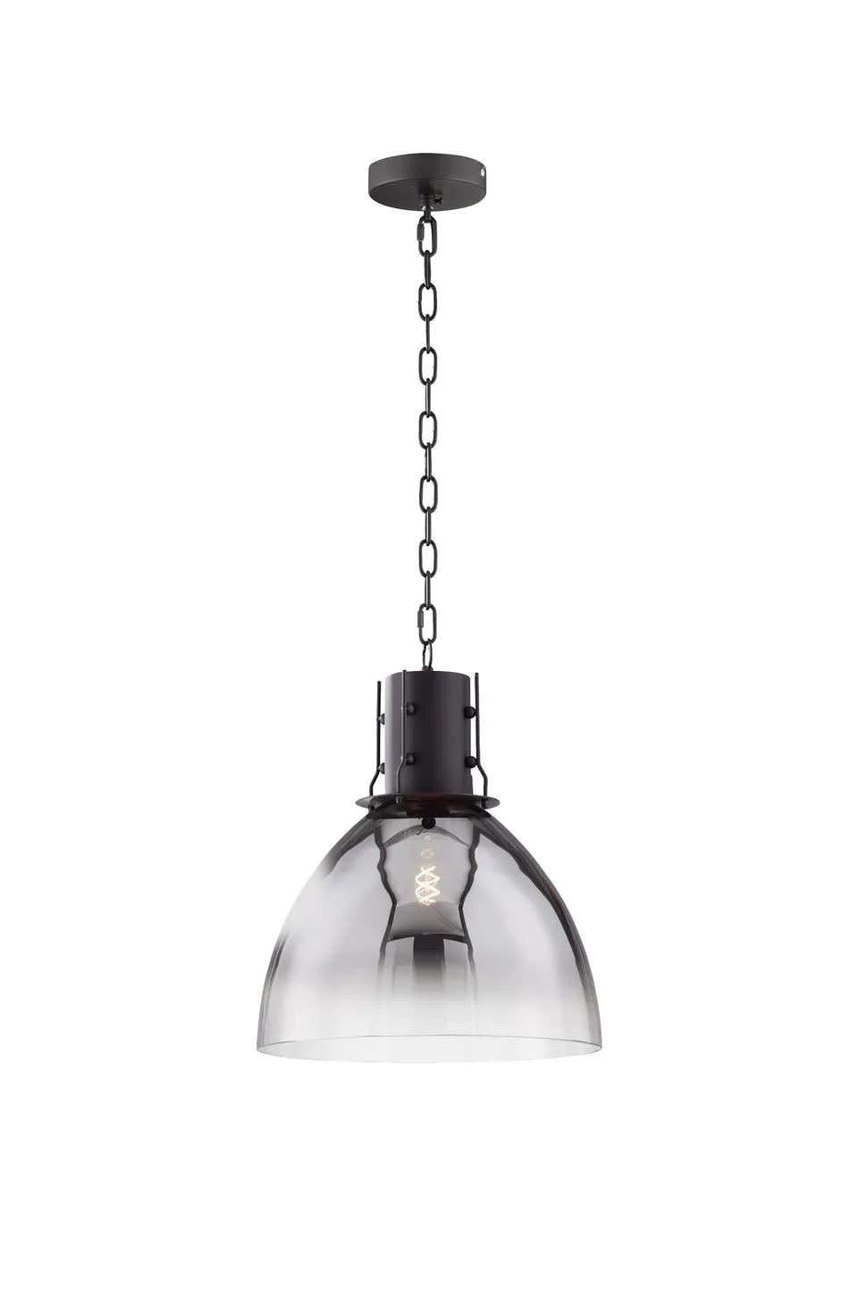 fischer-honsel-londo-pendelleuchte-sandschwarz-matt-rauchglas-d-30-cm-e27 image 1
