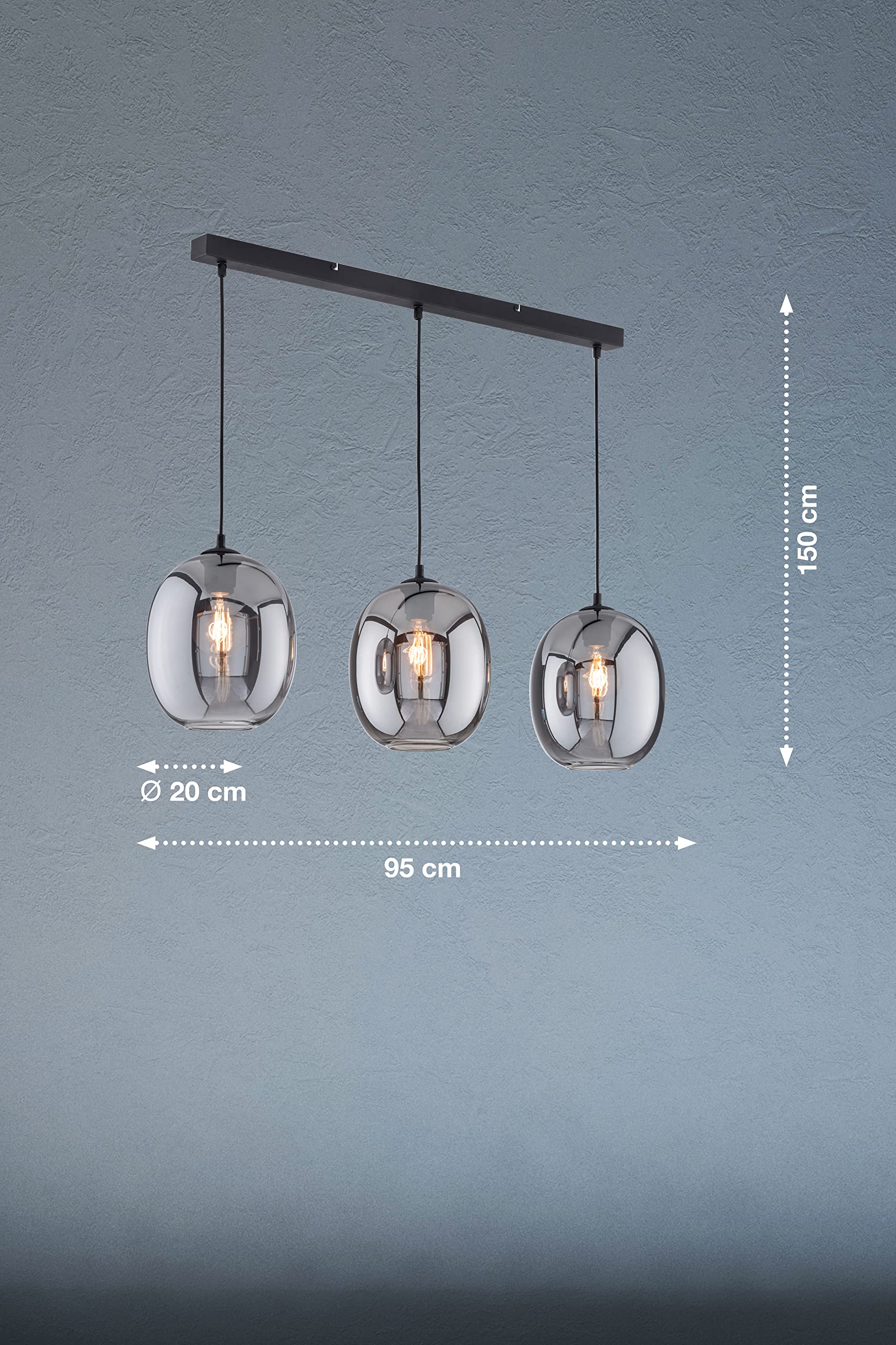 fischer-honsel-nayla-pendelleuchte-3-flammig-sandschwarz-rauchglas image 2