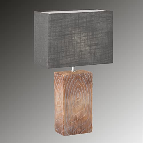 fischer-honsel-bronco-tischleuchte-holz-leinen-schirm-grau-e14 image 8