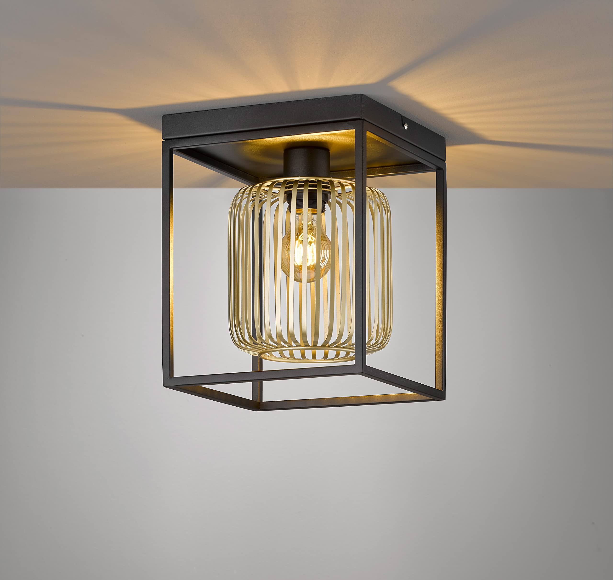 fischer-honsel-deckenleuchte-sandschwarz-gold-1x-e27 image 2