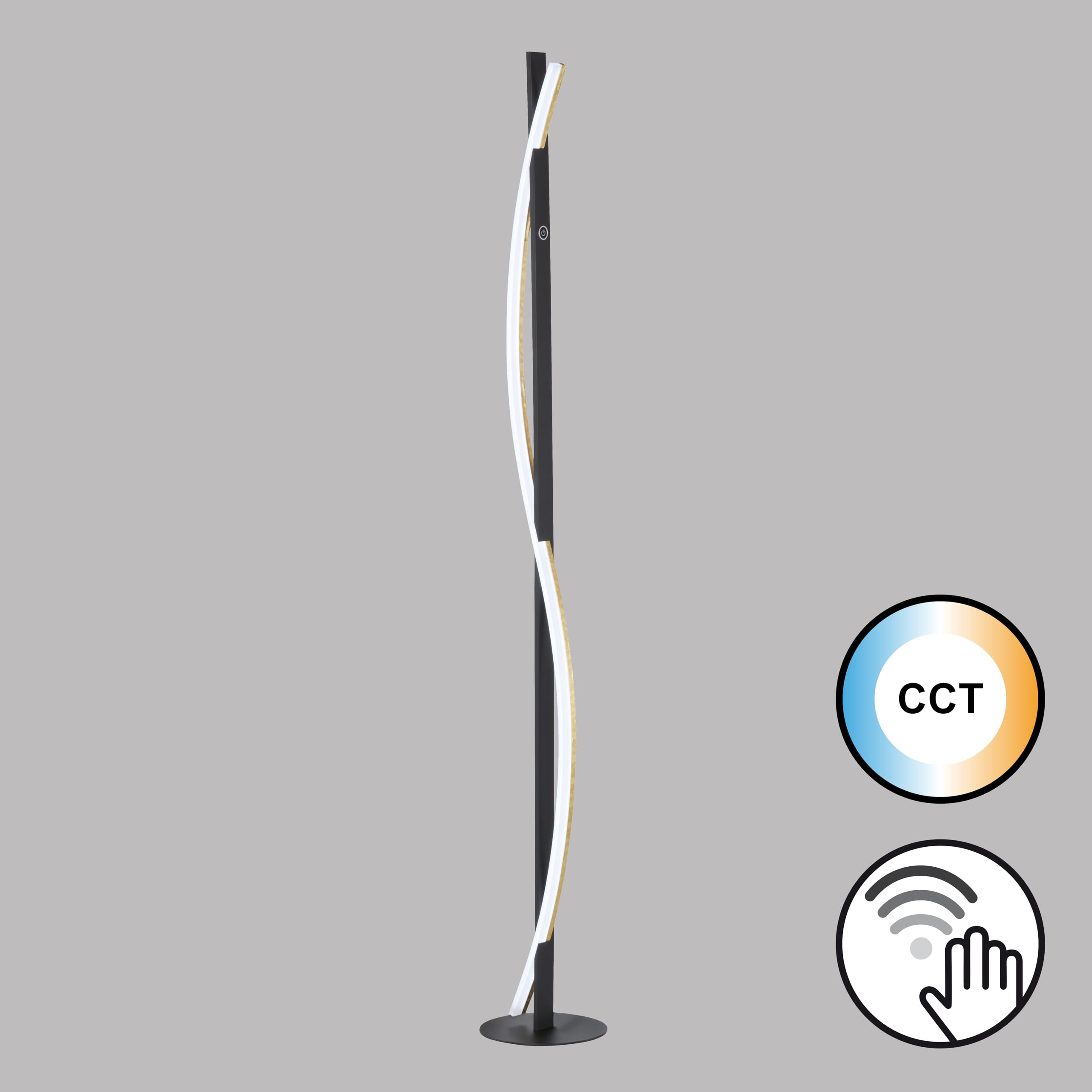 fischer-honsel-bridge-stehleuchte-sandschwarz-goldfarben-160-cm-led-25w image 2