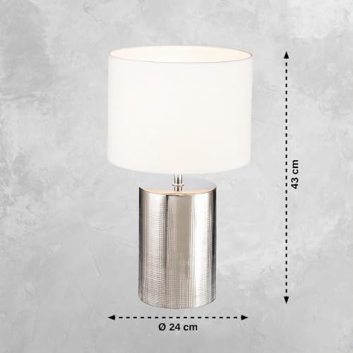 fischer-honsel-prata-tischleuchte-silberfarben-antik-wei-leinen-h-43-cm image 7