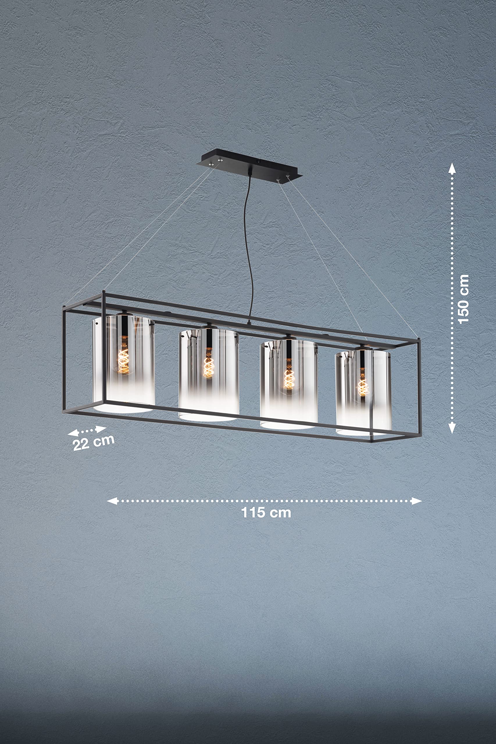 fischer-honsel-pendelleuchte-samu-4-flammig-sandschwarz-rauchglas-115-cm image 2
