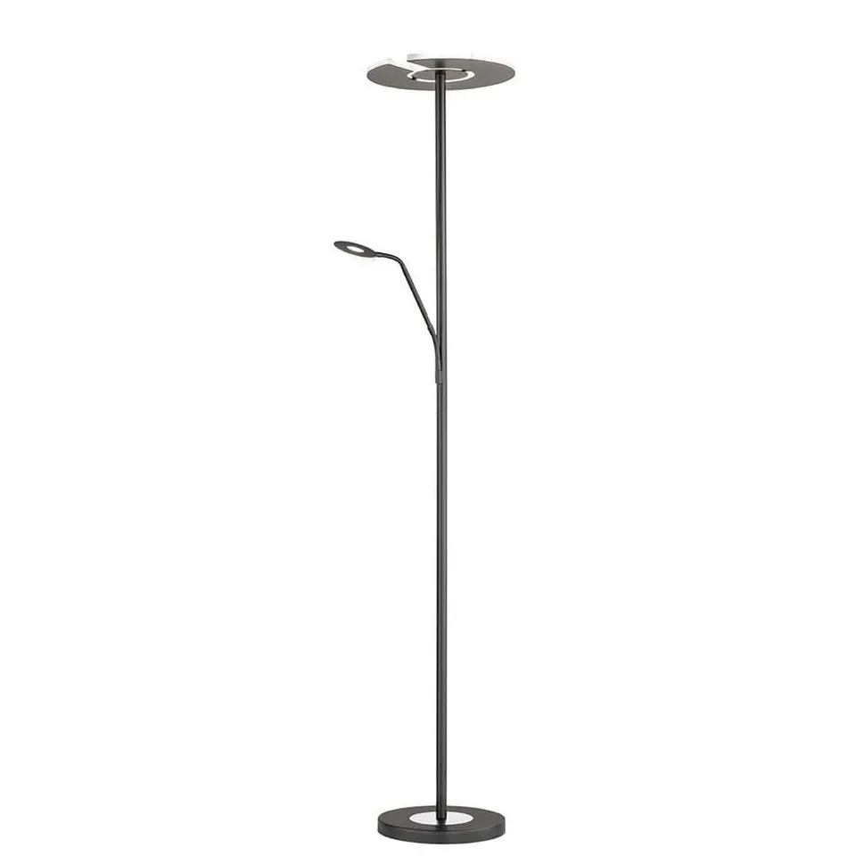 fischer-honsel-dent-stehleuchte-schwarz-deckenfluter-mit-lesearm-dimmbar image 1