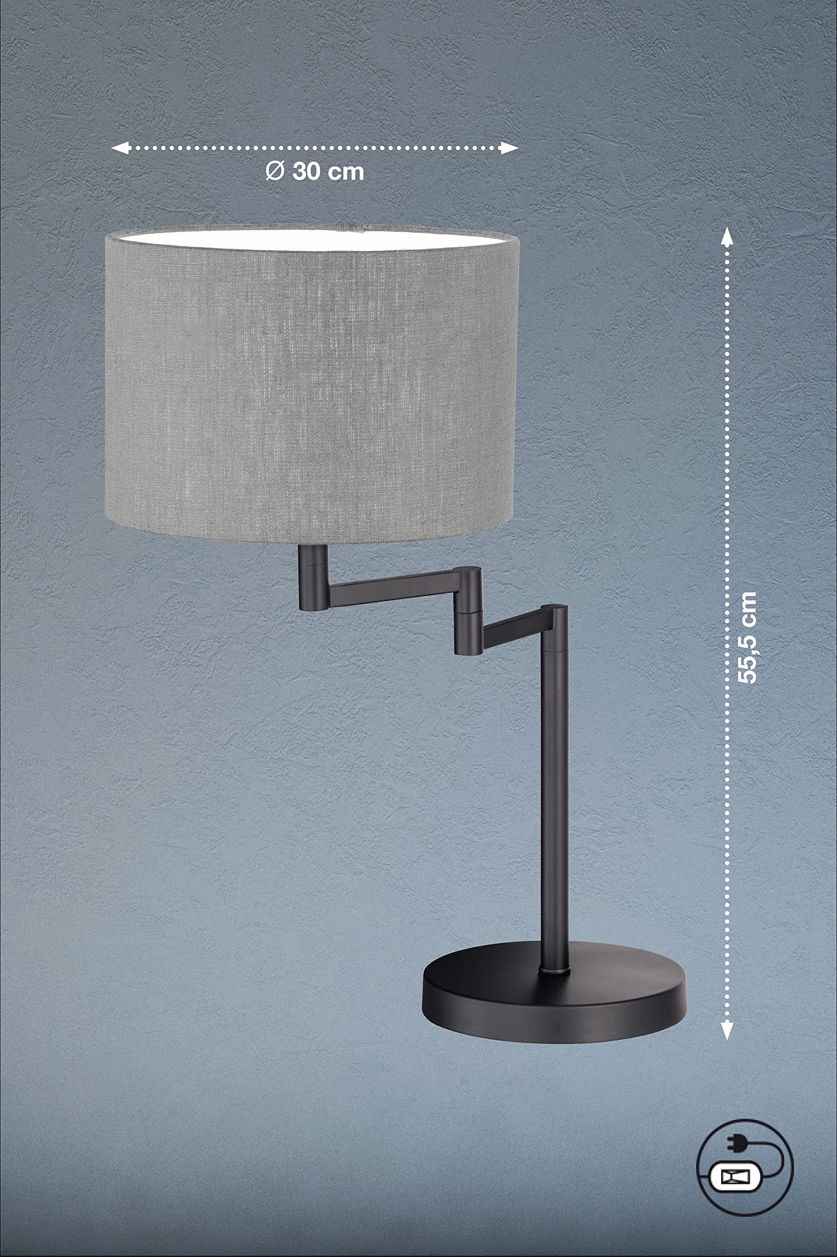 fischer-honsel-rota-tischleuchte-e27-sandschwarz-grau-30cm image 3