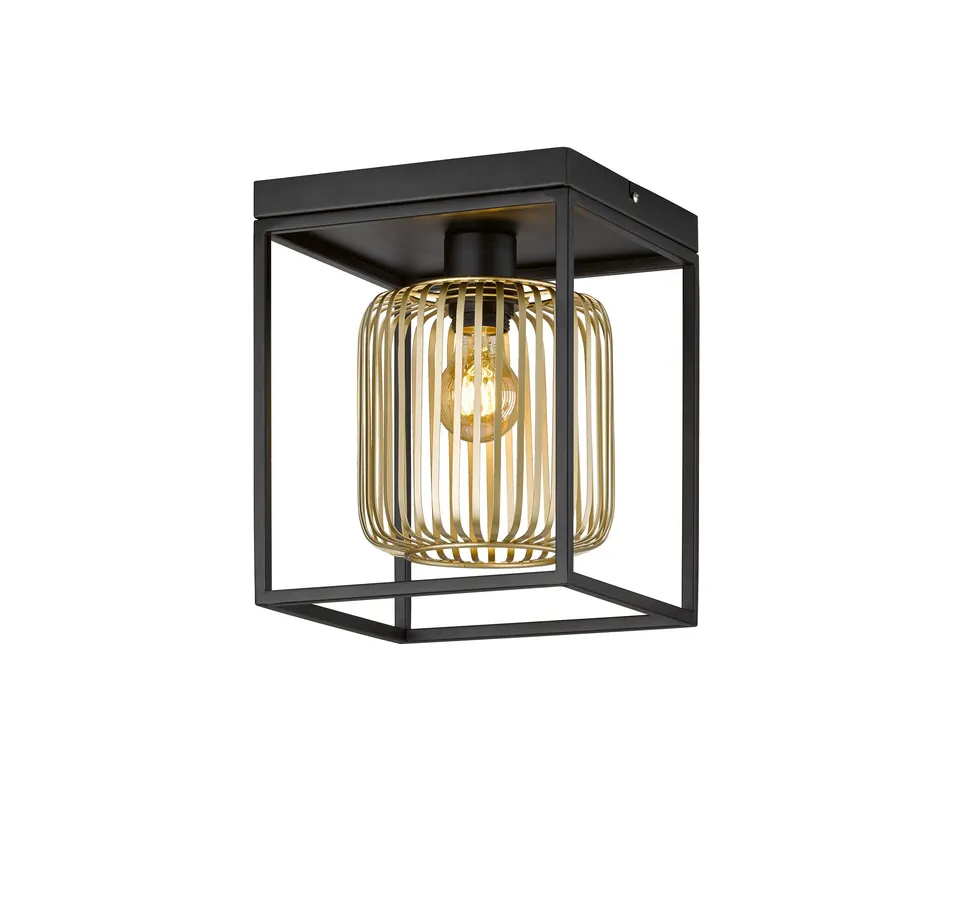 fischer-honsel-deckenleuchte-sandschwarz-gold-1x-e27 image 1