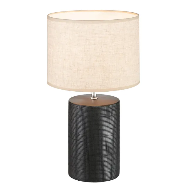 fischer-honsel-bois-tischleuchte-schwarz-matt-mit-leinen-schirm-43-cm image 1