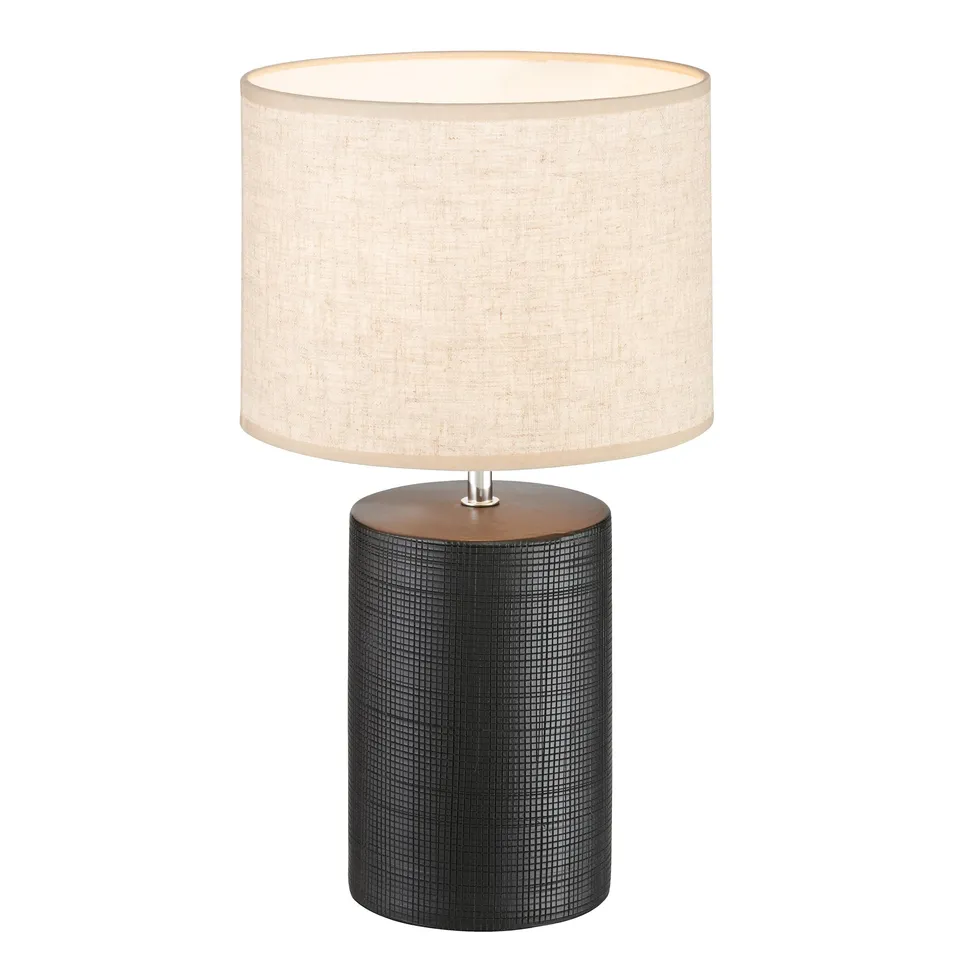 fischer-honsel-bois-tischleuchte-schwarz-matt-mit-leinen-schirm-43-cm image 1
