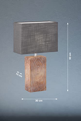 fischer-honsel-bronco-tischleuchte-holz-leinen-schirm-grau-e14 image 6
