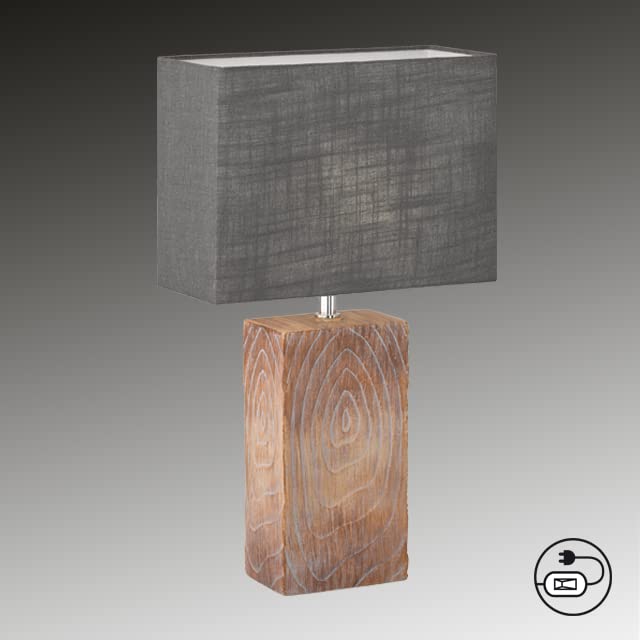 fischer-honsel-bronco-tischleuchte-holz-leinen-schirm-grau-e14 image 7