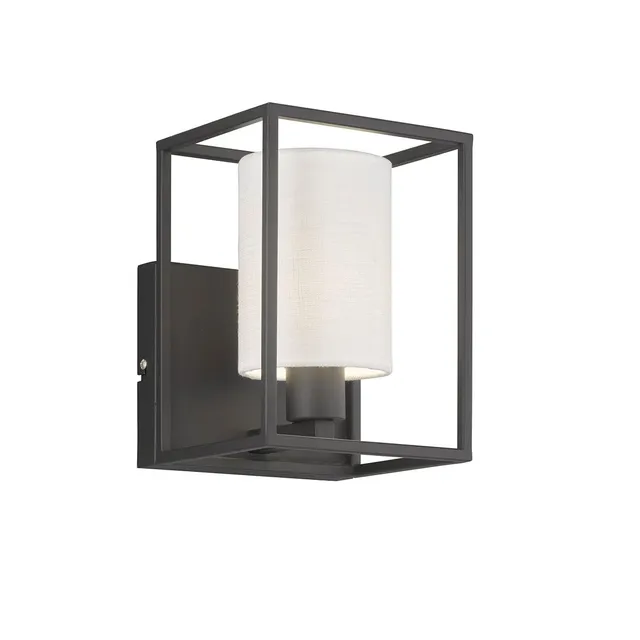 fischer-honsel-gilli-wandleuchte-sandschwarz-mit-wei-em-leinen-schirm-e14 image 1