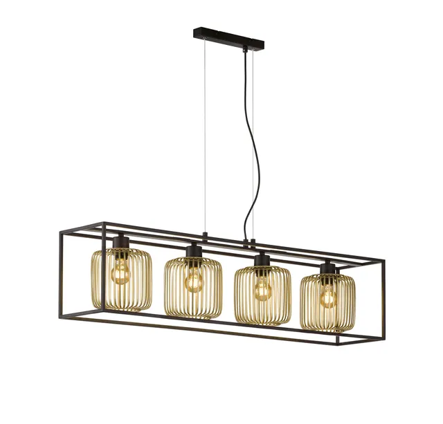 fischer-honsel-pendelleuchte-sandschwarz-gold-4x-e27 image 1