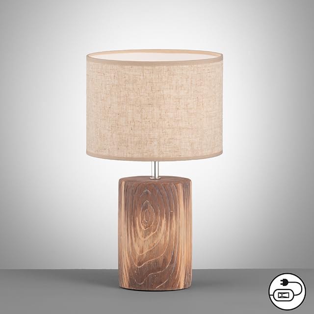 fischer-honsel-malik-tischleuchte-holz-struktur-sand-leinen-h-43-cm image 5