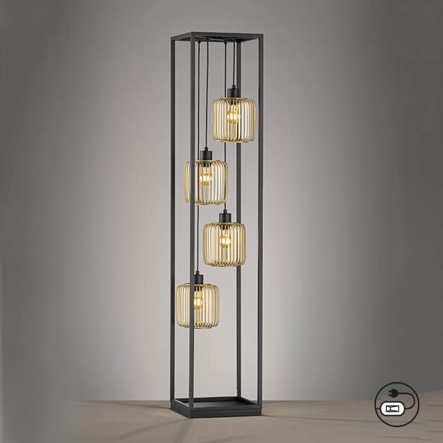 fischer-honsel-stehleuchte-4x-e27-sandschwarz-gold-ohne-leuchtmittel image 7