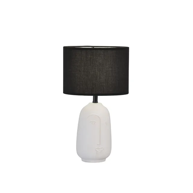 fischer-honsel-face-tischleuchte-wei-mit-stoffschirm-chintz-schwarz image 1
