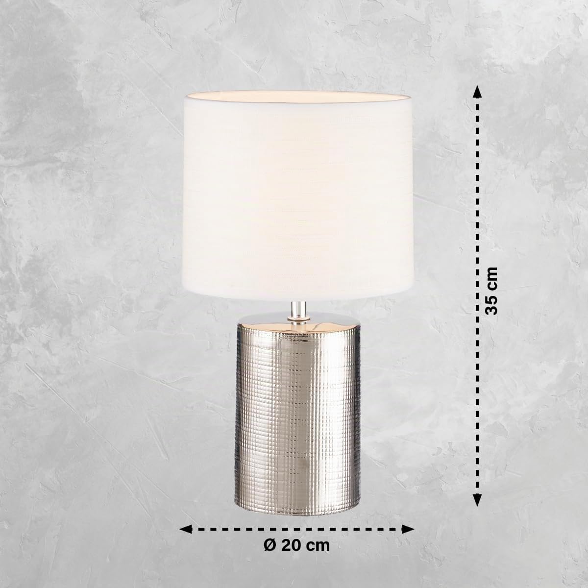fischer-honsel-prata-tischleuchte-e14-silber-antik-mit-schirm-wei-35-cm image 2