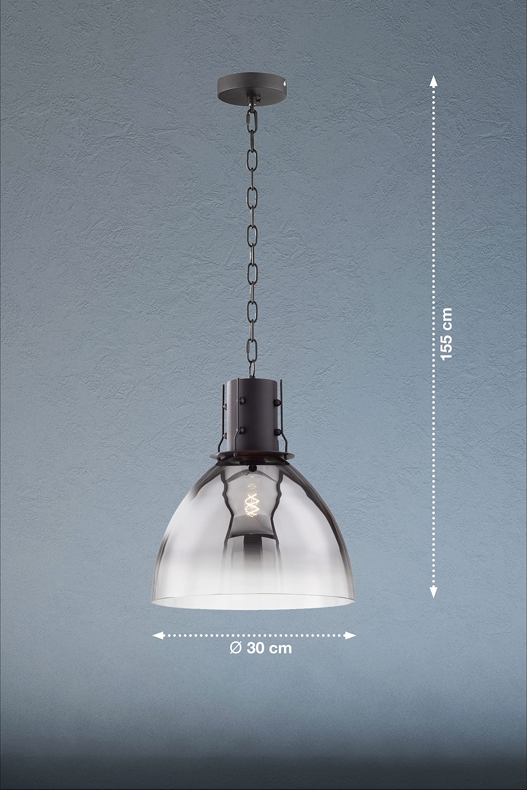 fischer-honsel-londo-pendelleuchte-sandschwarz-matt-rauchglas-d-30-cm-e27 image 2